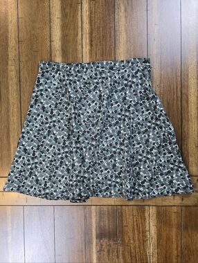 Geometric Abstract Print A-Line Mini Skirt Green Black Size 7/8 Vintage